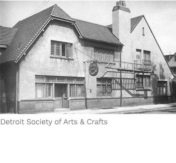 A black and white photo of the detroit society of arts & crafts.