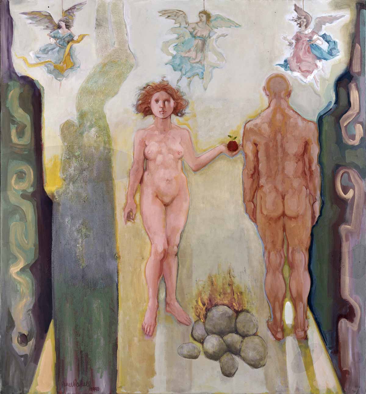 A painting of two people standing next to each other.